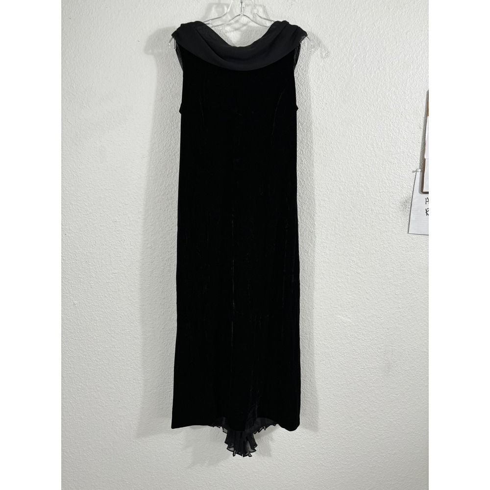 Vintage Robbie Bee Party Dress Petite Medium Black Crushed Velvet Rhinestone